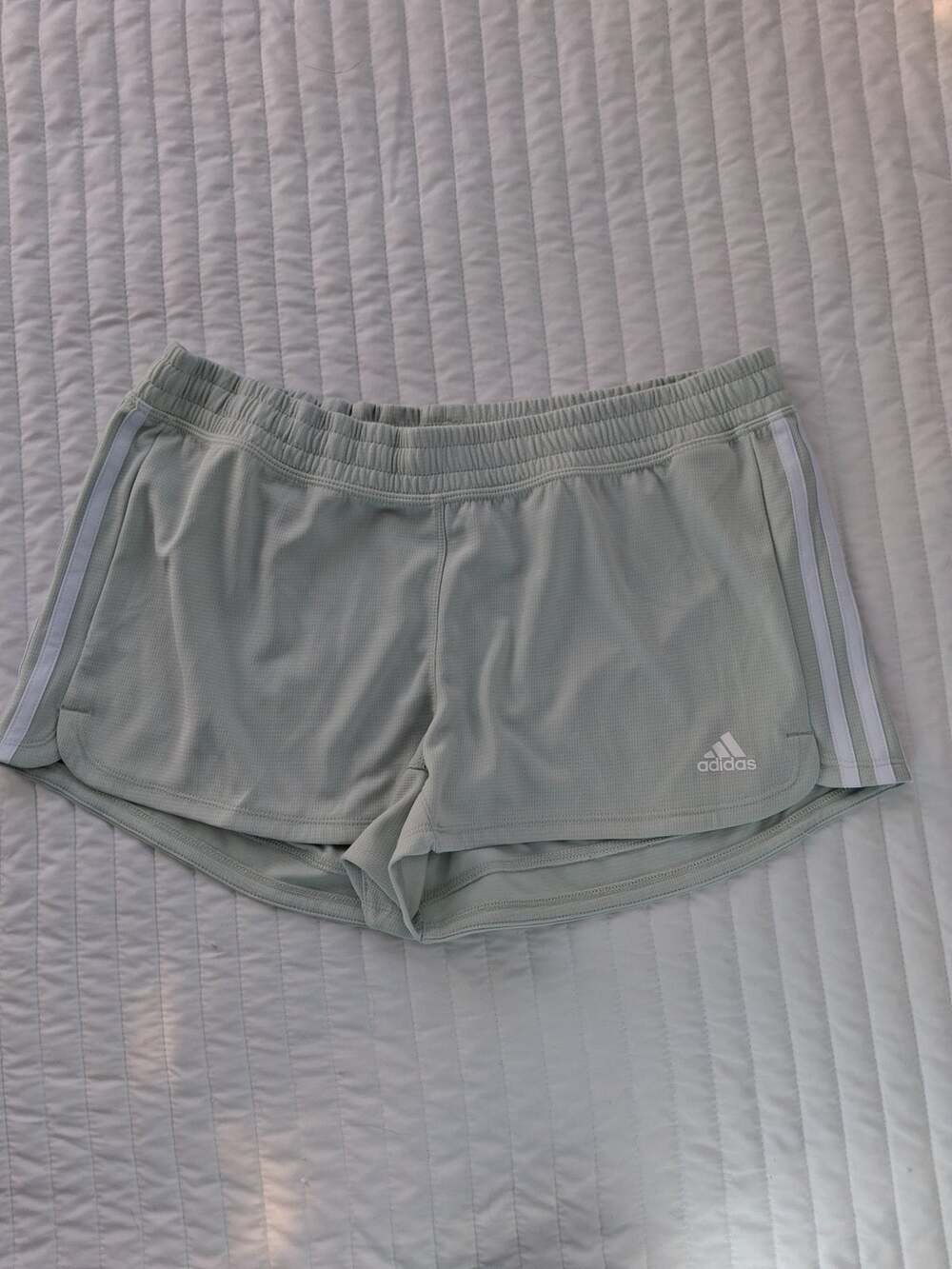 Adidas Grey Primegreen 3-Stripe Running Shorts - Women's Size Large